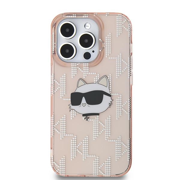 Karl Lagerfeld IML Choupette Head & Monogram dėklas, skirtas iPhone 14 Pro Max - rožinis
