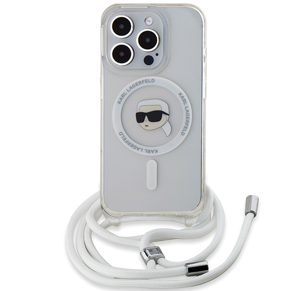 Karl Lagerfeld MagSafe dėklas iPhone 15 Pro – skaidrus