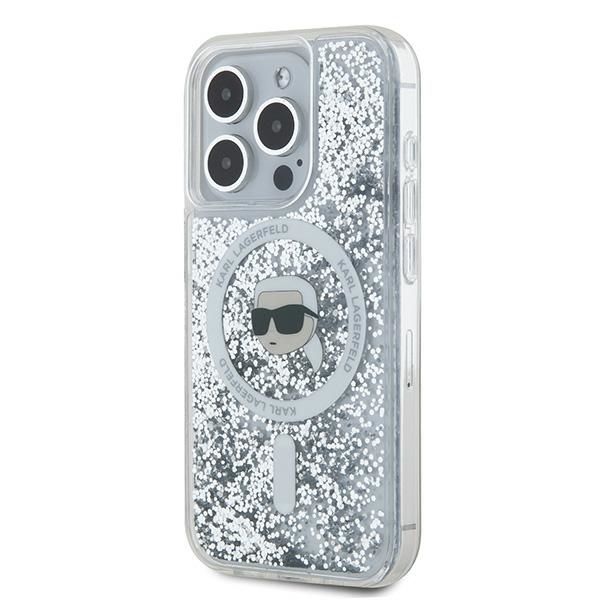 Karl Lagerfeld blizgus MagSafe dėklas iPhone 15 Pro Max – skaidrus
