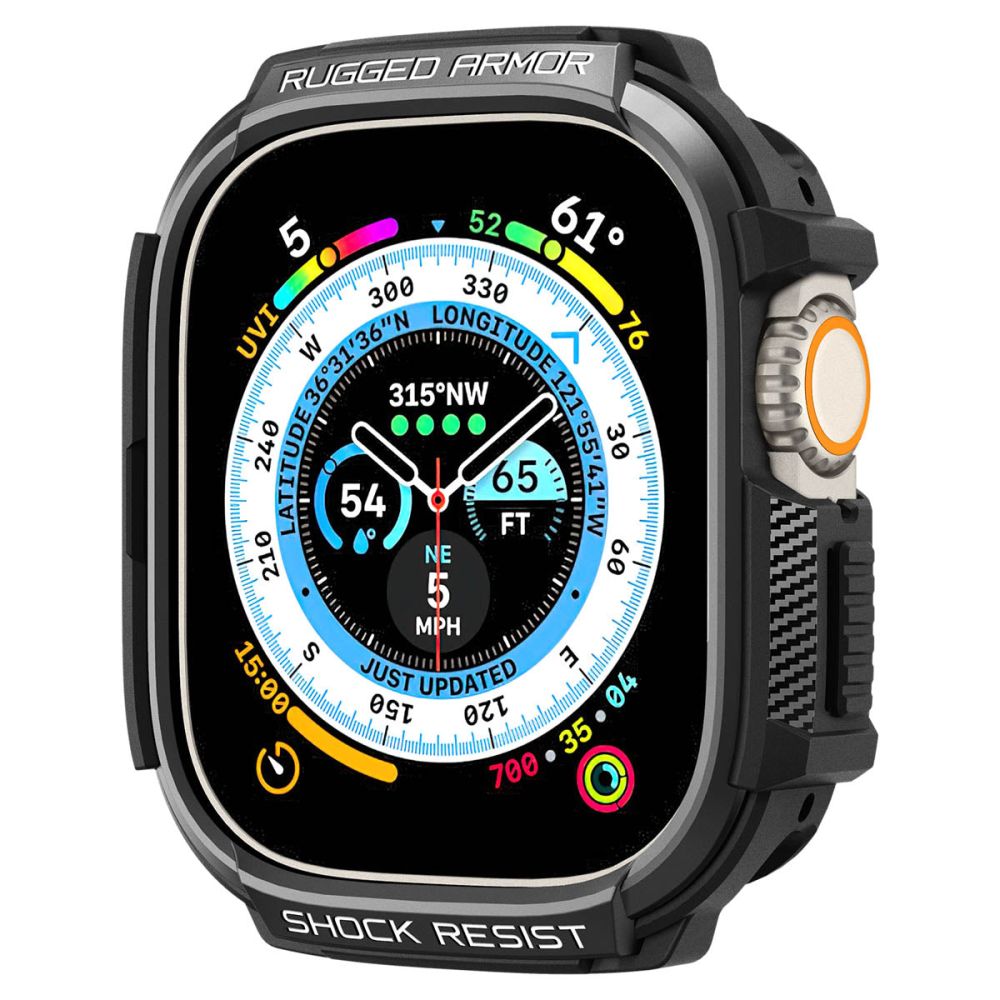 Dėklas Spigen Rugged Armor Apple Watch Ultra 1 / 2 (49 mm), matinis juodas