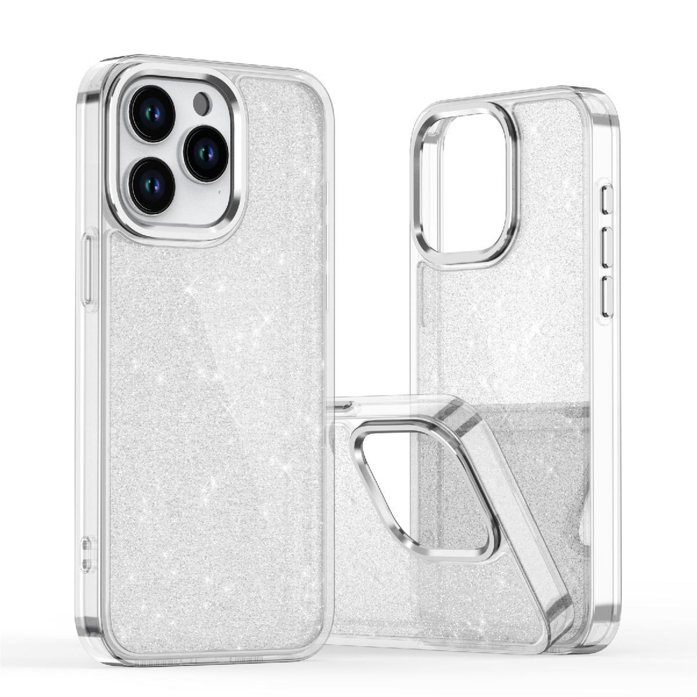 Skaidrus dėklas iPhone 16 Pro su blizgučiais