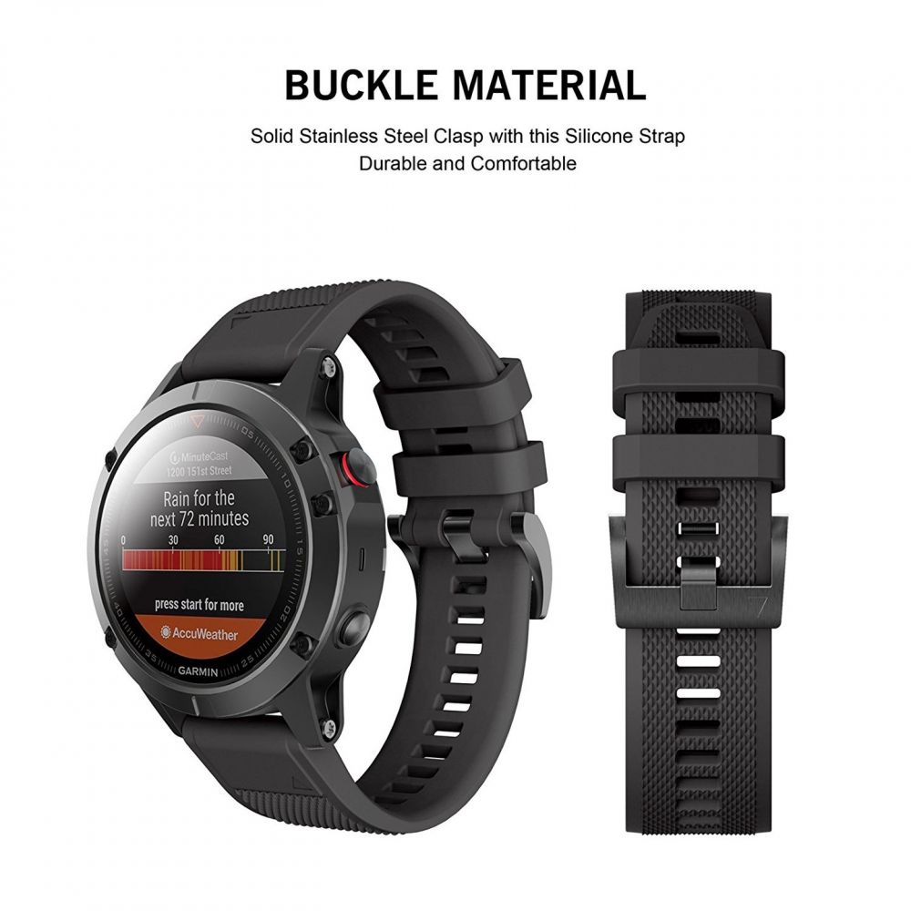 Dirželis Tech-Protect Smooth Garmin Fenix 5X / 5X Plus / 6X / 6X Pro / 7X / 8 / 8 Pro (51 mm), juodas