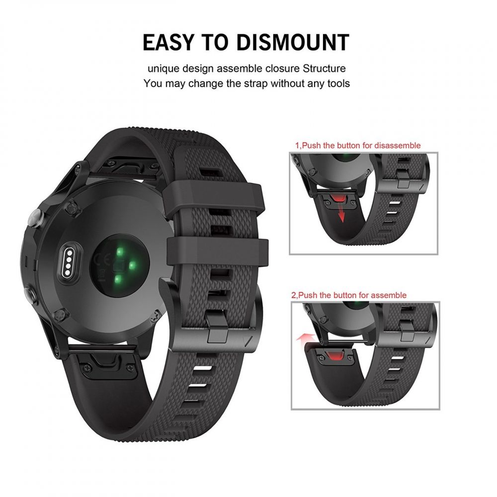 Dirželis Tech-Protect Smooth Garmin Fenix 5X / 5X Plus / 6X / 6X Pro / 7X / 8 / 8 Pro (51 mm), juodas