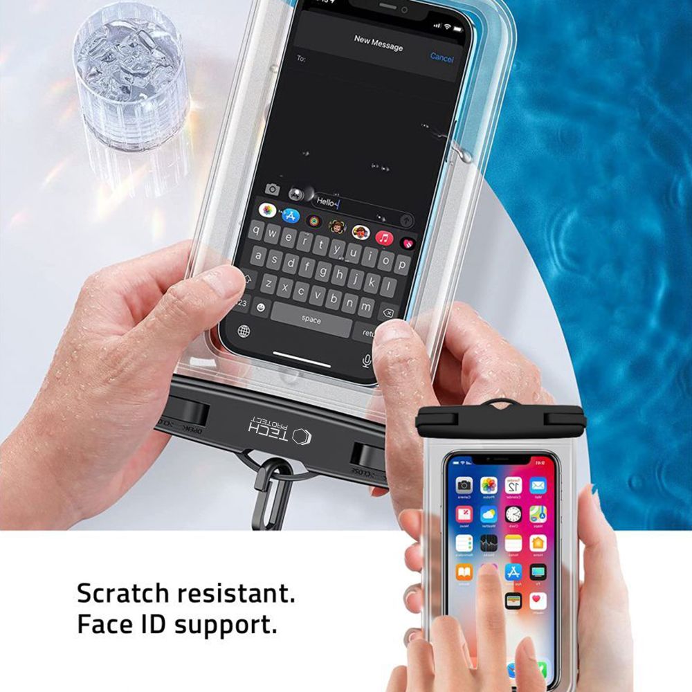 Dėklas Tech-Protect UWC7 Universal Waterproof, 6.9 colio, juodas