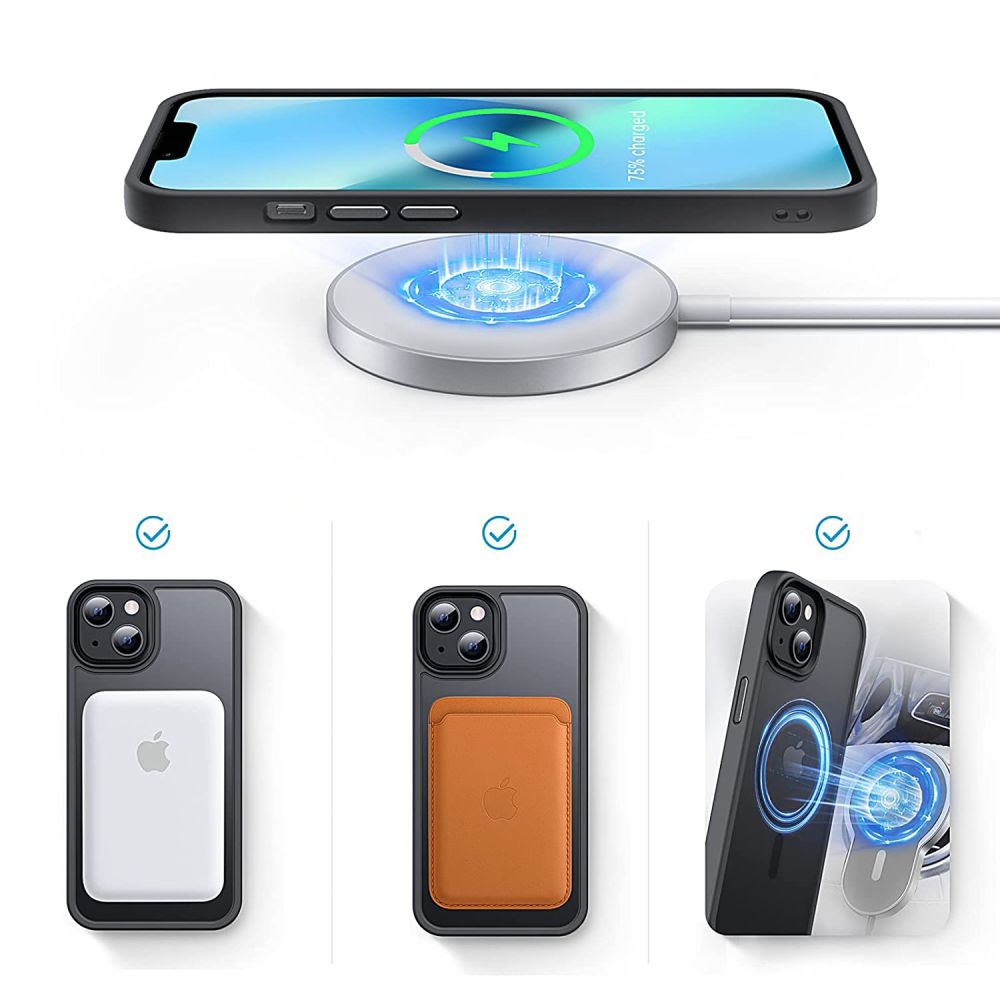 Dėklas Tech-Protect Magmat MagSafe iPhone 13 Pro, matinis juodas