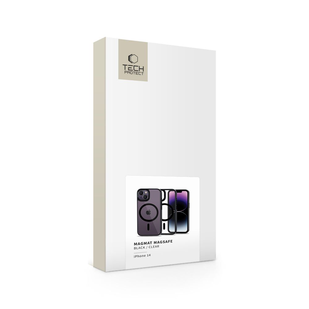 Dėklas Tech-Protect MagMat MagSafe iPhone 14, juodas/skaidrus