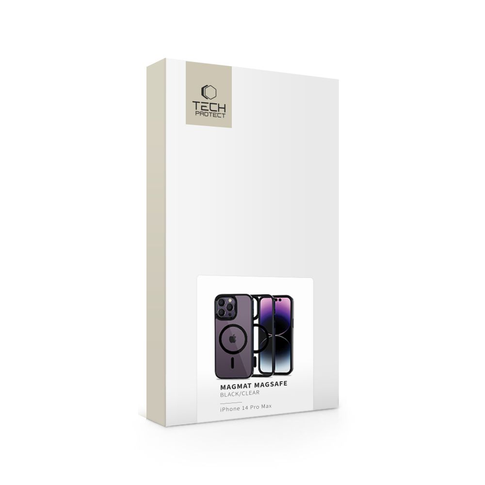 Dėklas Tech-Protect Magmat MagSafe iPhone 14 Pro Max, juodas/skaidrus