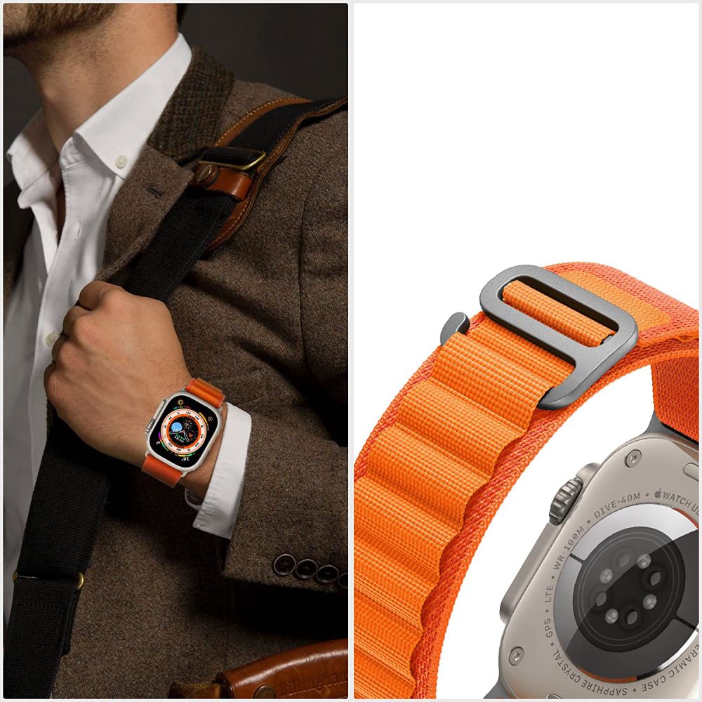 Dirželis Tech-Protect Nylon Pro Apple Watch 8 / 9 / 10 / 11 / SE / Ultra (44 / 45 / 46 / 49 mm), karine zalia