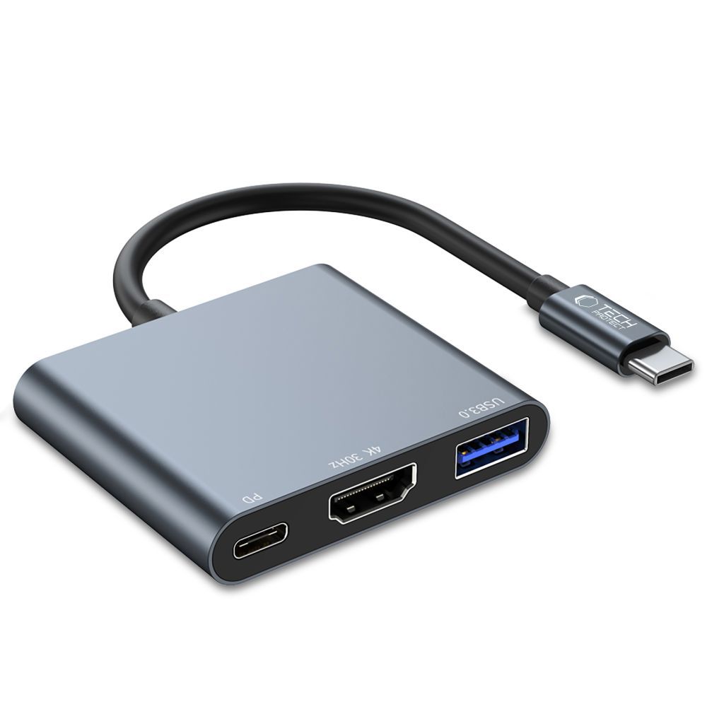 Adapteris Tech-Protect V1-Hub 3in1 Pilkas