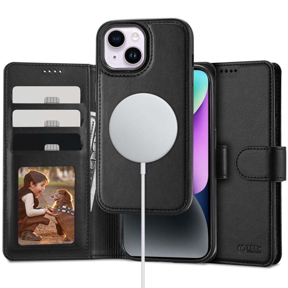 Dėklas Tech-Protect Wallet MagSafe iPhone 15 Juodas
