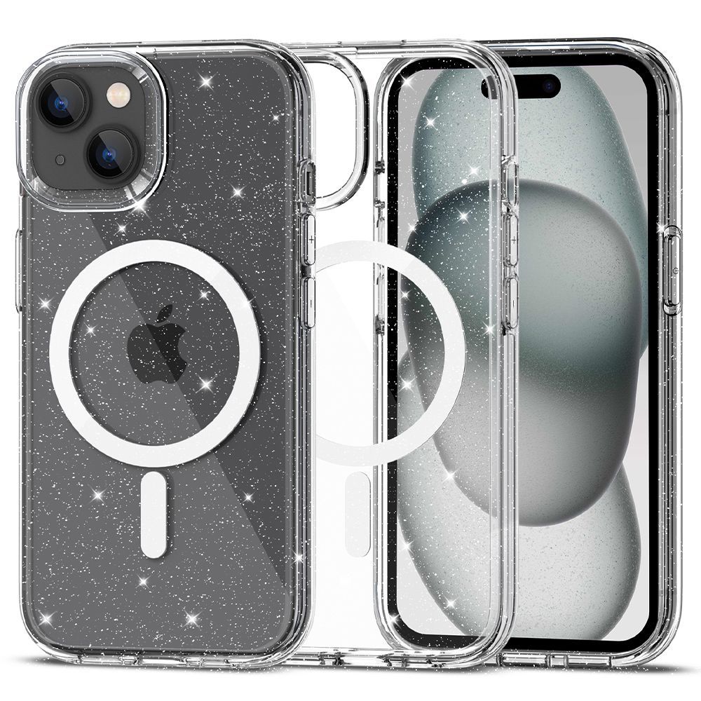 Dėklas Tech-Protect FlexAir Hybrid MagSafe iPhone 15, blizgus skaidrus