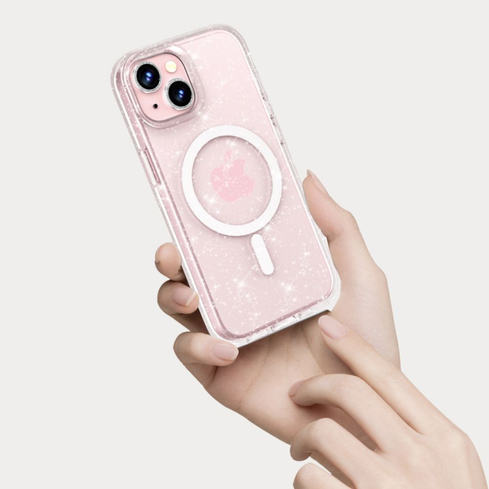 Dėklas Tech-Protect FlexAir Hybrid MagSafe iPhone 15, blizgus skaidrus