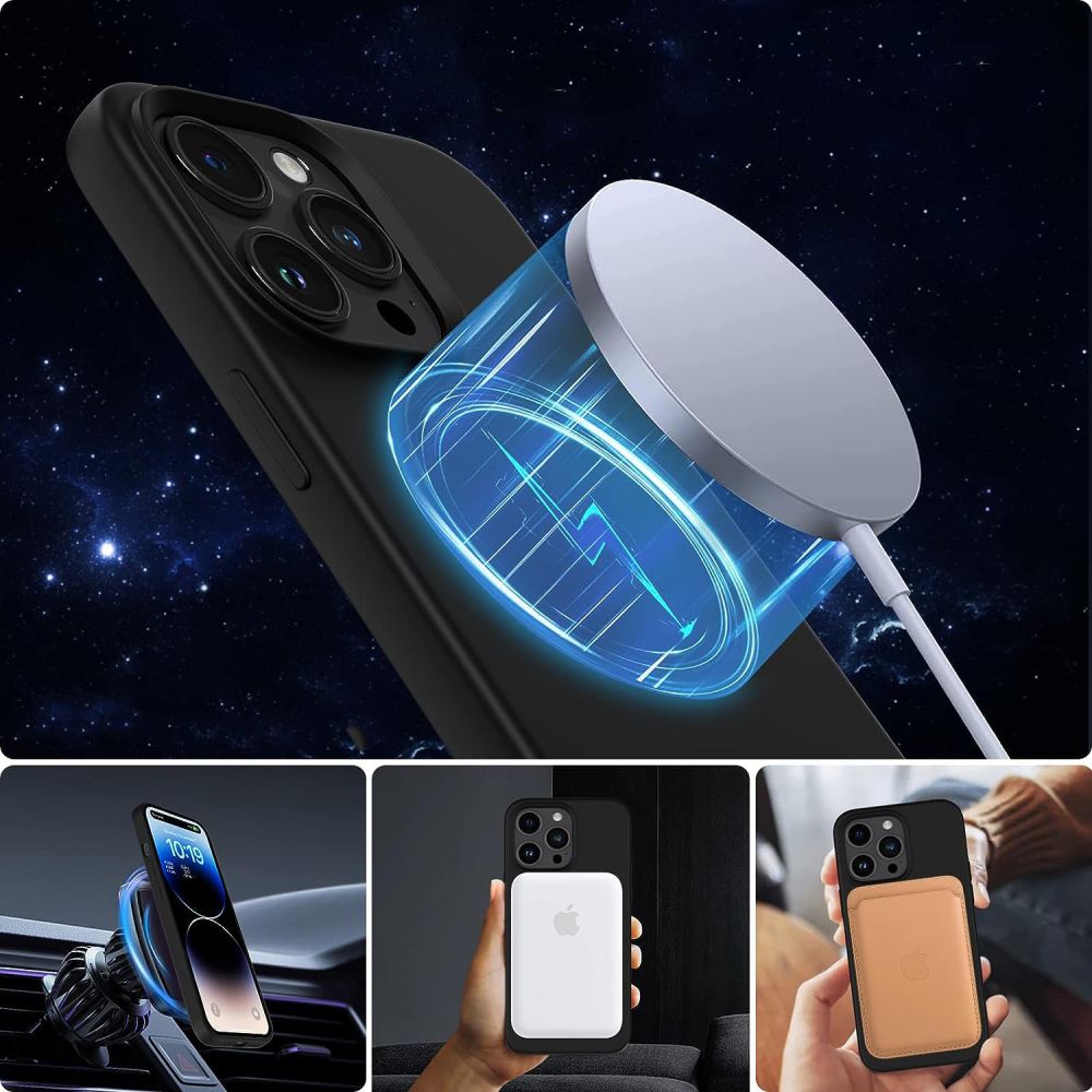 Tech-Protect silikoninis MagSafe dėklas iPhone 13/14 – juodas
