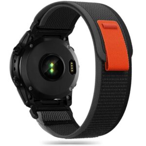 Dirželis Tech-Protect Nylon Garmin Fenix 5 / 6 / 6 Pro / 7 / 8 / 8 Pro / E / 9 / 9 Pro (47 mm), juodas / oranžinis