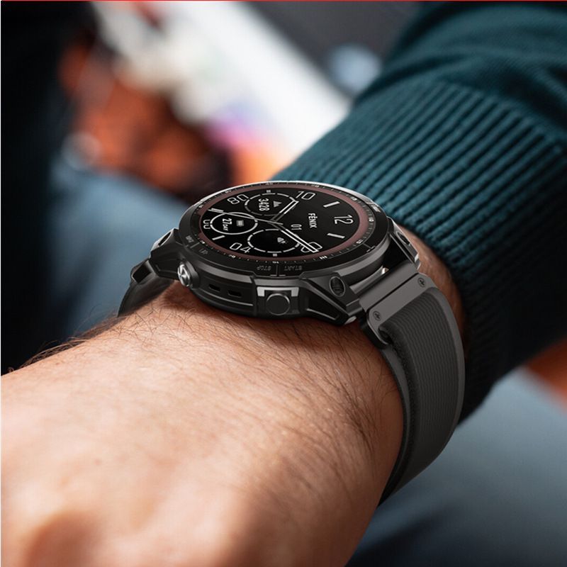 Dirželis Tech-Protect Nylon Garmin Fenix 5 / 6 / 6 Pro / 7 / 8 / 8 Pro / E / 9 / 9 Pro (47 mm), juodas / oranžinis
