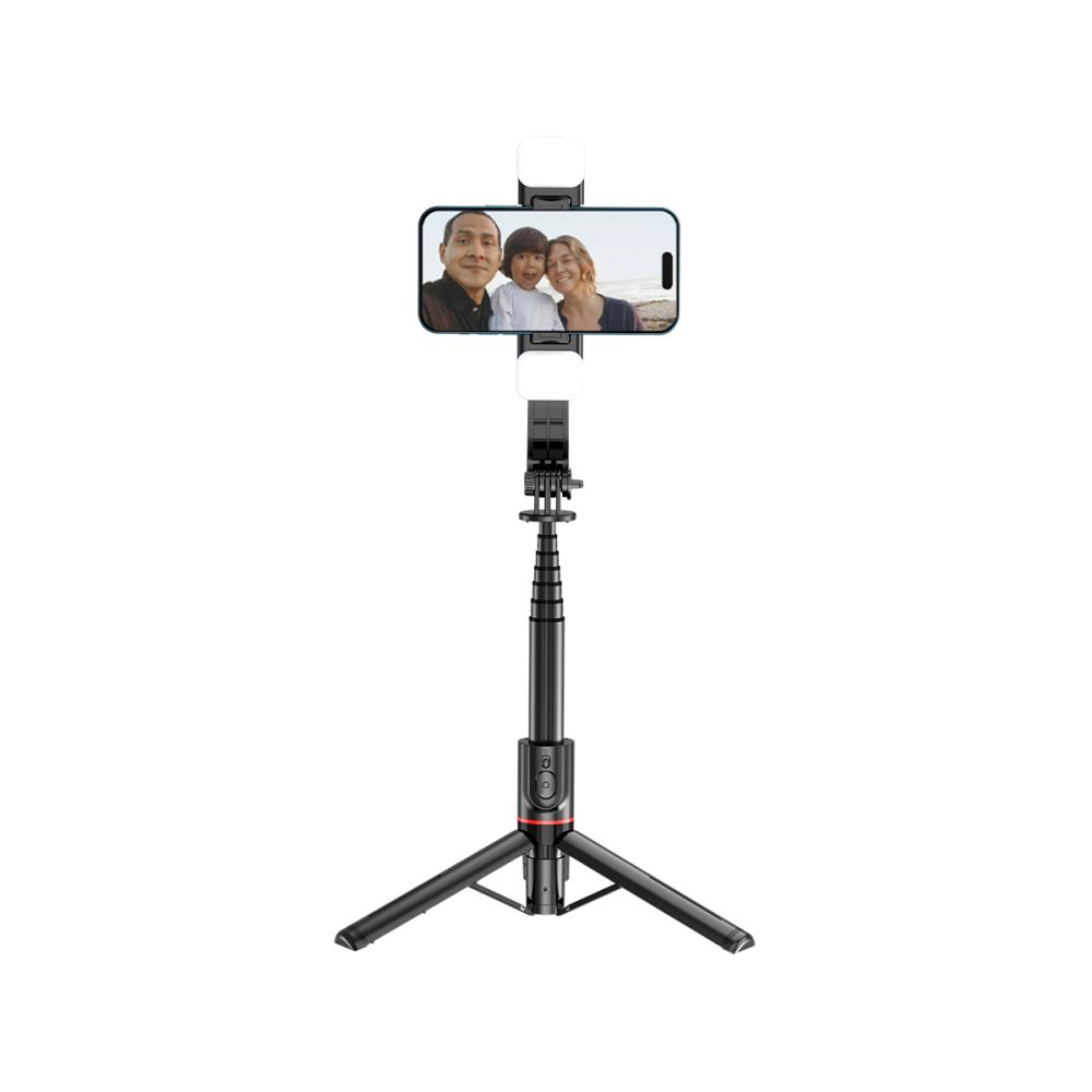 Selfie lazda Tech-Protect L05S Bluetooth Tripod & LED Light, juoda