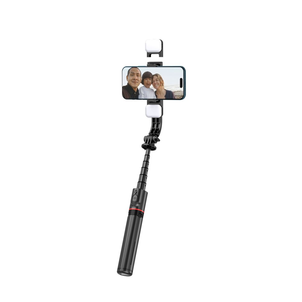 Selfie lazda Tech-Protect L05S Bluetooth Tripod & LED Light, juoda
