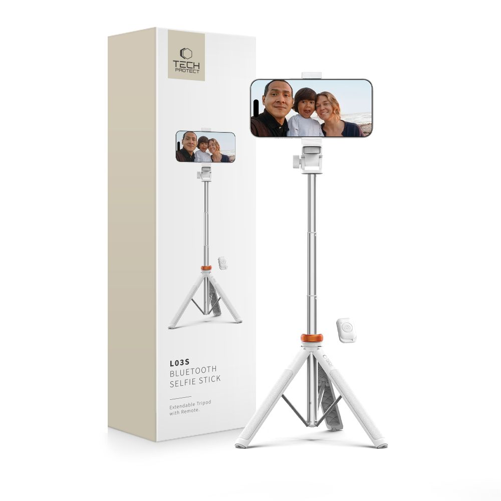 Selfie lazda Tech-Protect L03S Bluetooth su trikoju, balta