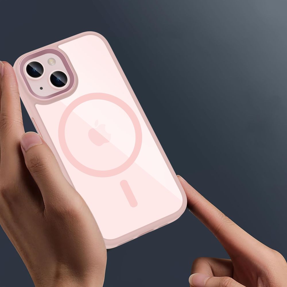 Dėklas Tech-Protect Magmat Magsafe iPhone 15, rožinis/skaidrus