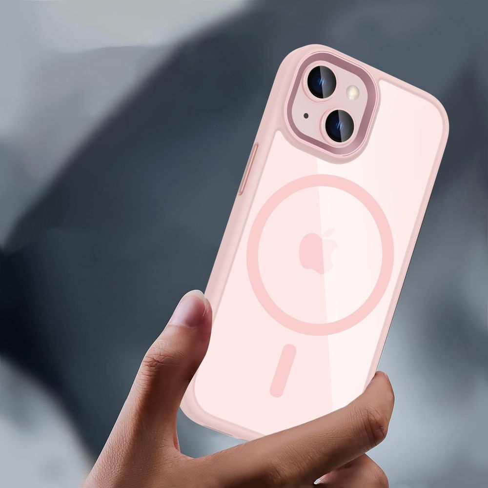 Dėklas Tech-Protect Magmat Magsafe iPhone 15, rožinis/skaidrus