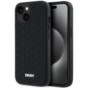 DKNY 3D guminis dėklas iPhone 15/14/13 – juodas
