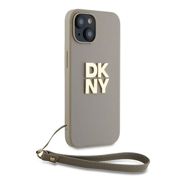 DKNY dėklas iPhone 15/14/13 su dirželiu – smėlio