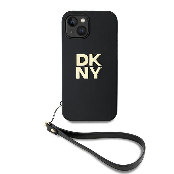 DKNY dėklas iPhone 15/14/13 6.1 – juodas su dirželiu