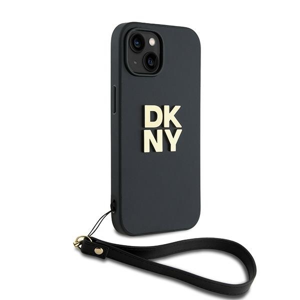 DKNY dėklas iPhone 15/14/13 6.1 – juodas su dirželiu