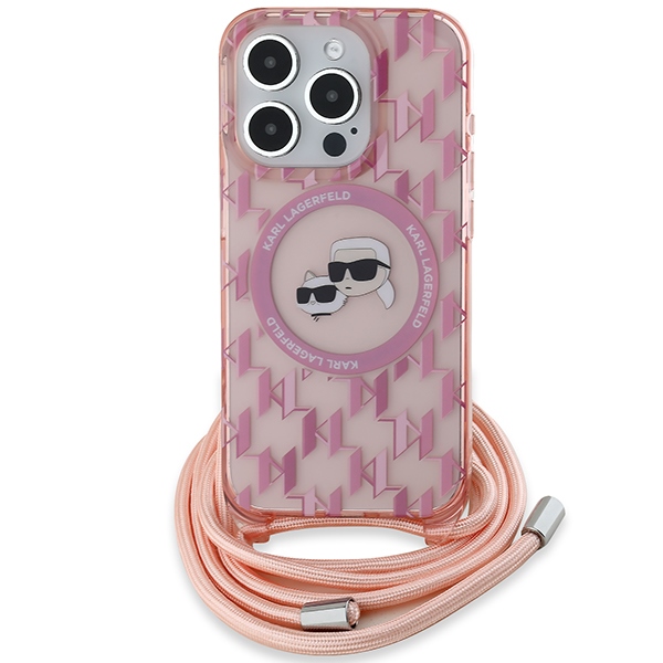 Karl Lagerfeld MagSafe dėklas iPhone 15 Pro – rožinis