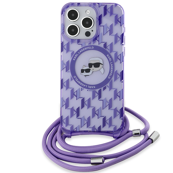 Karl Lagerfeld MagSafe dėklas iPhone 15 Pro – violetinis