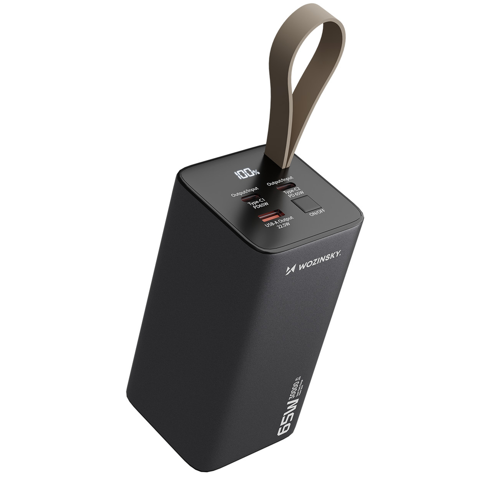 Wozinsky Išorinė baterija K65+ 65W 30000mAh 2x USB-C, 1x USB-A 65W - pilkas