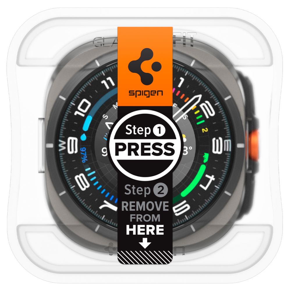 Apsauginis stiklas Spigen Glas.tR EZ Fit Samsung Galaxy Watch Ultra 2024 / 2025 (47 mm), 2 vnt., skaidrus