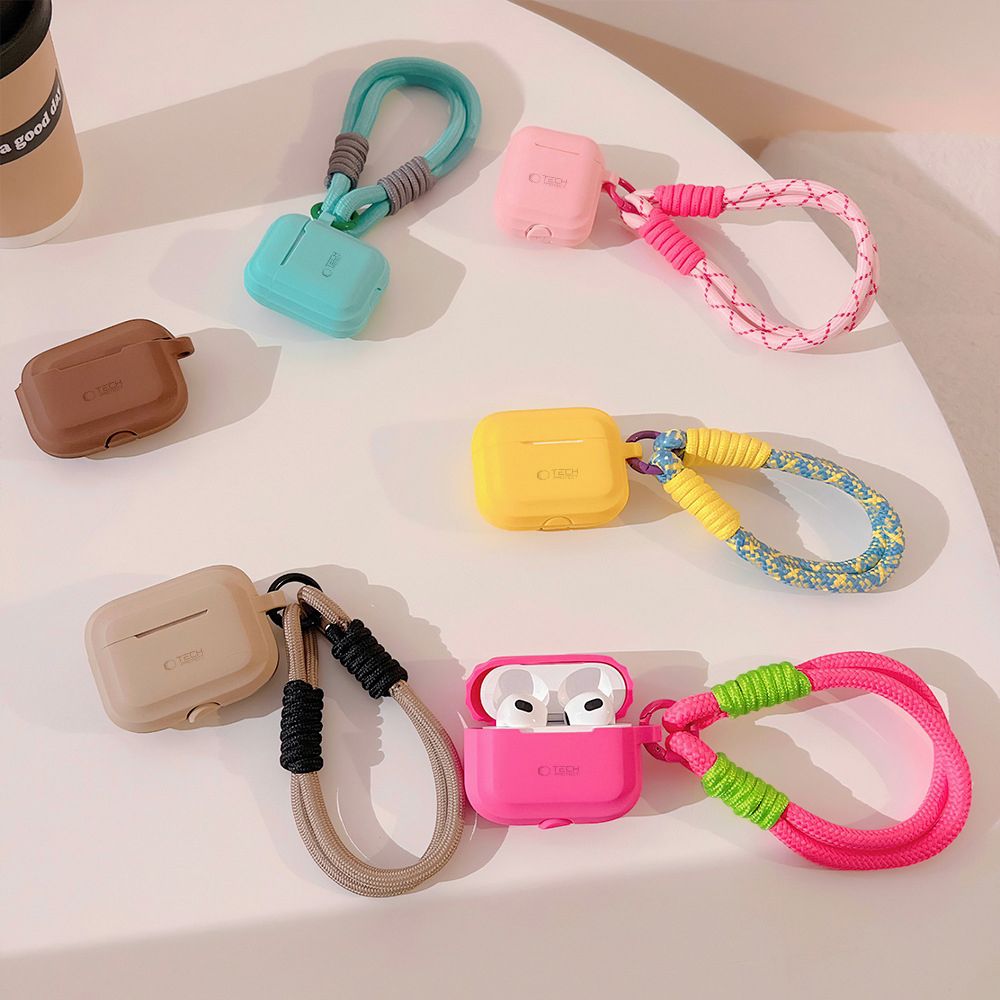 Dėklas Tech-Protect Silicone Rope Apple AirPods Pro 1/2, šviesiai rudas