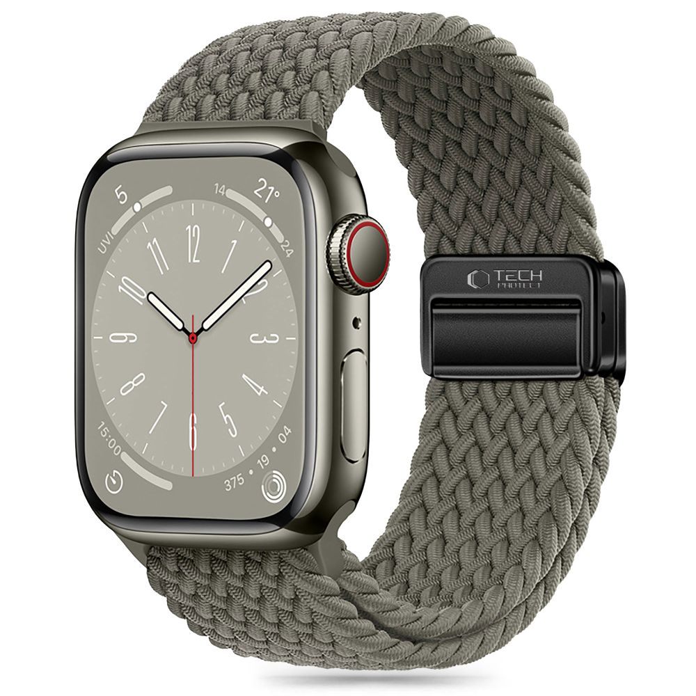 Dirželis Tech-Protect Nylonmag Apple Watch 8 / 9 / 10 / 11 / SE / Ultra (44 / 45 / 46 / 49 mm), alyvinis pilkas