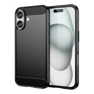 Carbon Case silikoninis dėklas iPhone 16 Plus – juodas
