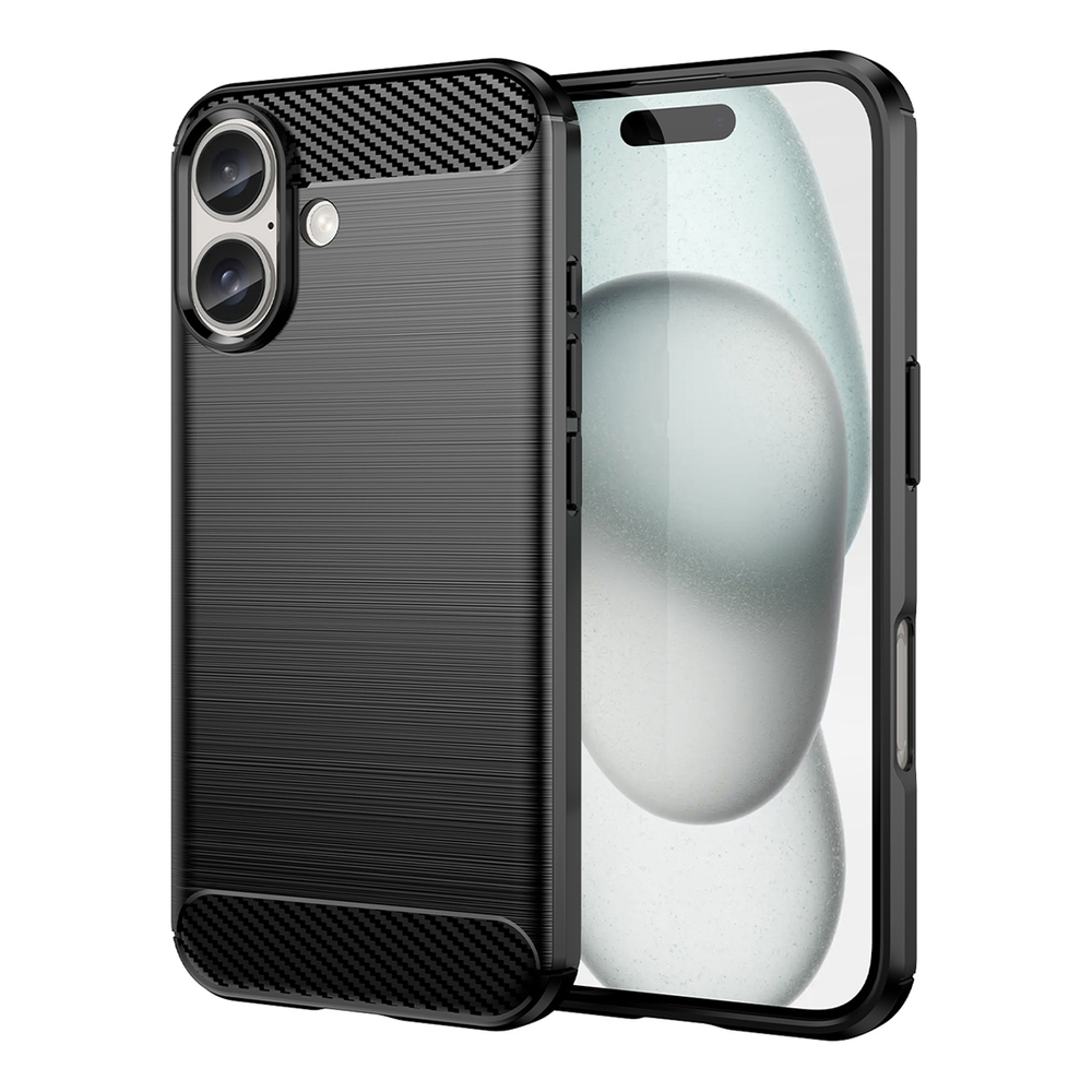 Carbon Case silikoninis dėklas iPhone 16 Plus – juodas