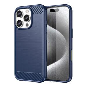 Carbon Case silikoninis dėklas iPhone 16 Pro – mėlynas
