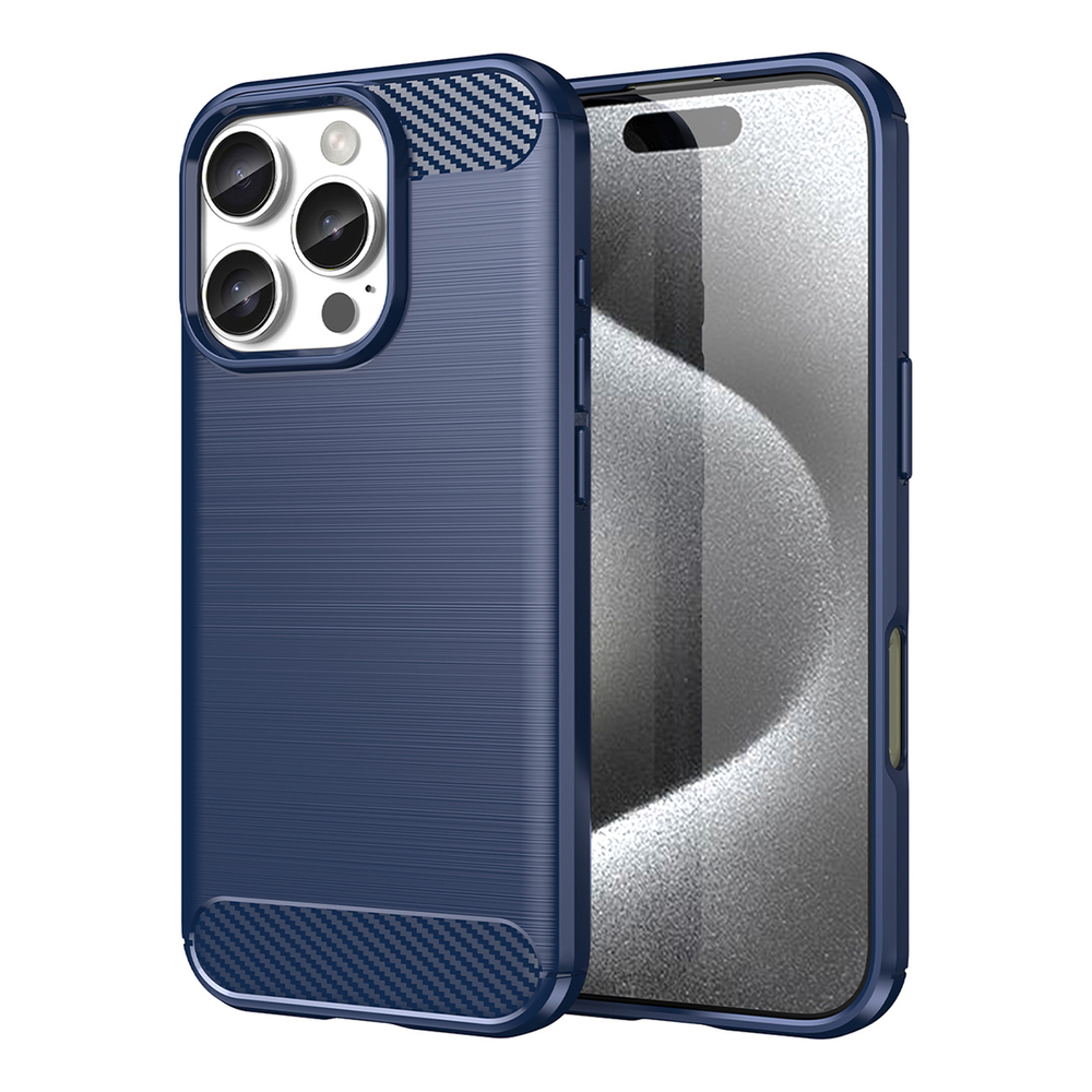 Carbon Case TPU dėklas iPhone 16 Pro Max – mėlynas