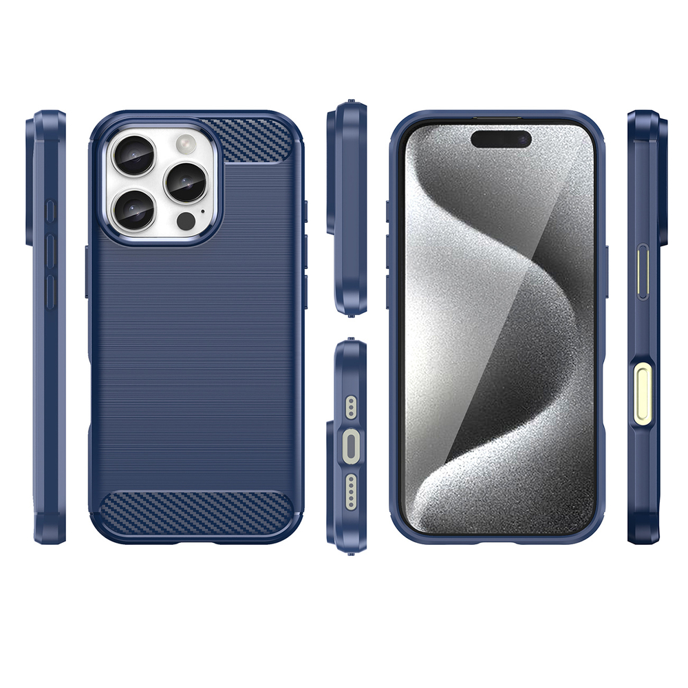 Carbon Case TPU dėklas iPhone 16 Pro Max – mėlynas