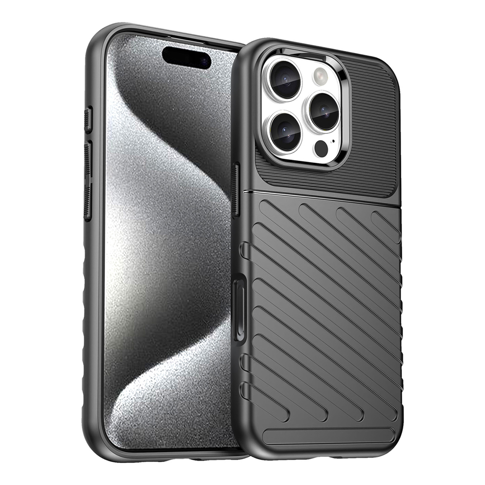 Thunder Case silikoninis dėklas iPhone 16 Pro – juodas
