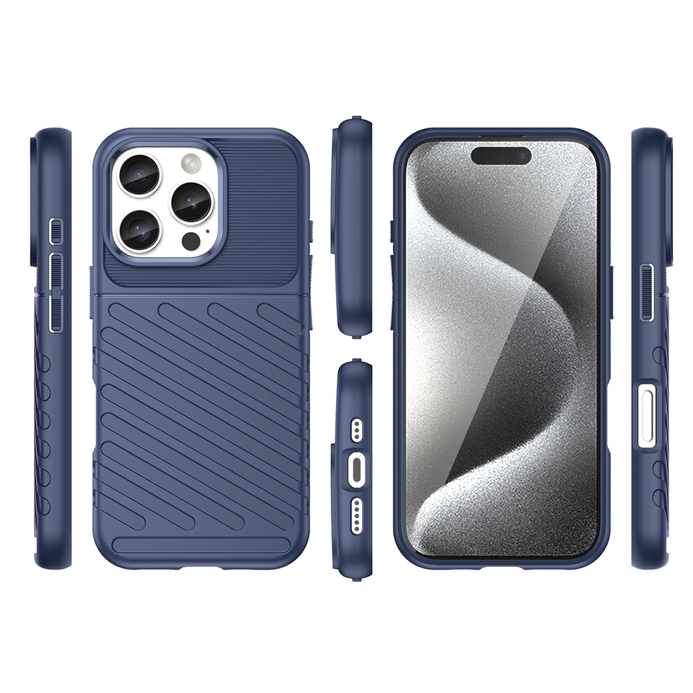 Thunder TPU dėklas iPhone 16 Pro – mėlynas