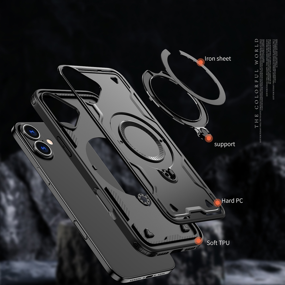 MagSafe dėklas iPhone 16 Plus Hybrid Armor Trendy – juodas