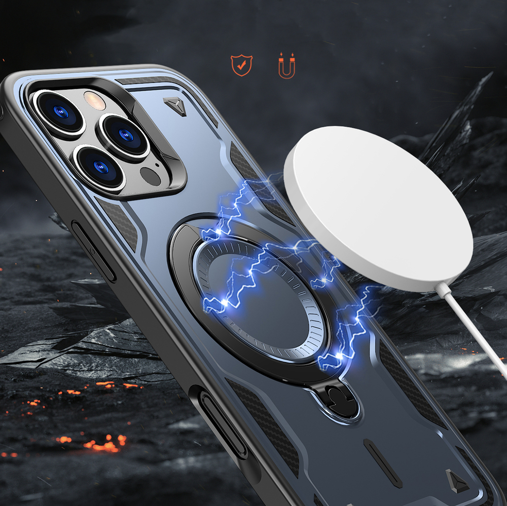 MagSafe dėklas iPhone 16 Pro – mėlynas, Hybrid Armor