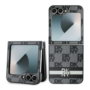 DKNY Checked Pattern Printed Stripes dėklas Z Flip6 – juodas