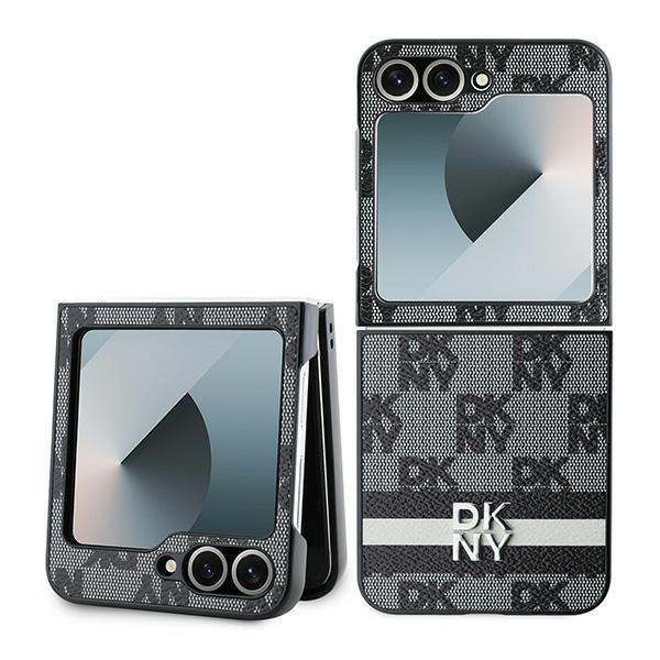 DKNY Checked Pattern Printed Stripes dėklas Z Flip6 – juodas