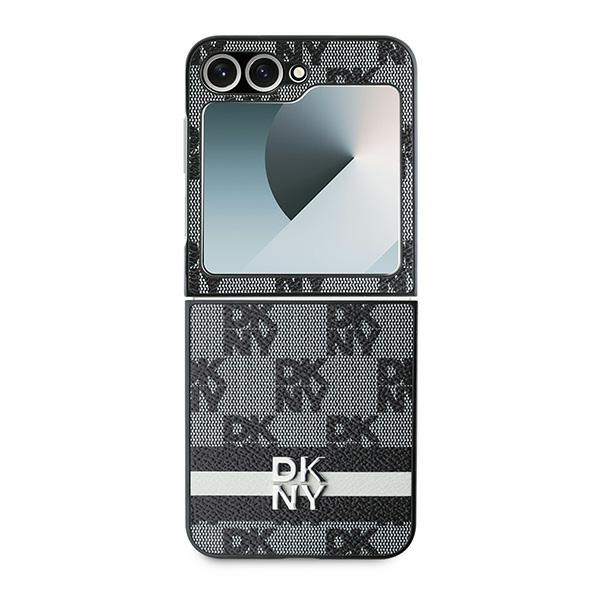 DKNY Checked Pattern Printed Stripes dėklas Z Flip6 – juodas