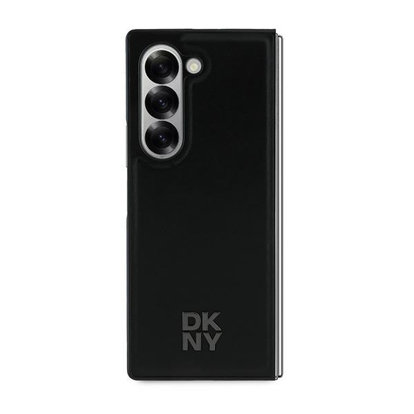 DKNY Magsafe Plain Leather Metal Stack Logo dėklas Samsung Galaxy Z Fold 6 - juodas