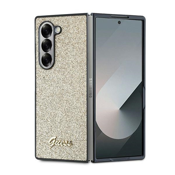 Guess 4G Glitter Script dėklas Z Fold6 – auksinis