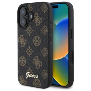 Guess Peony Script MagSafe dėklas iPhone 16 – juodas
