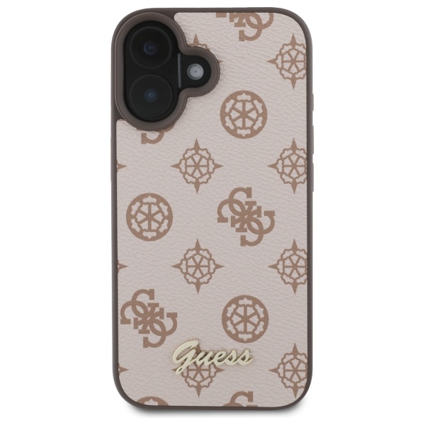 Guess Peony Script MagSafe dėklas iPhone 16 – rudas